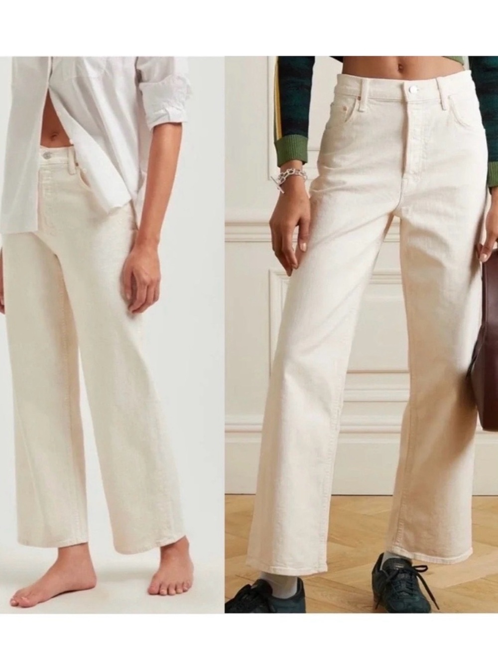 MOTHER High Waisted Spinner Skimp in Cream Puffs